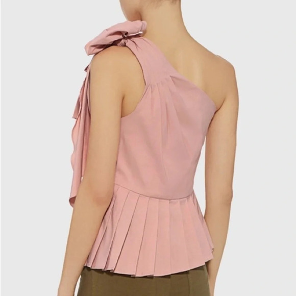 Sea Asymmetric Pleated One-shoulder Bow Top - Picture 3 of 8